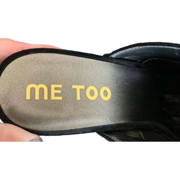 ME TOO Black Suede Leather Studded Platform Heeled Women's Clogs Mules Size 8M - Picture 9 of 9